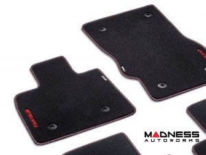 Alfa Romeo Stelvio Floor Mats - Genuine Alfa - Black Carpet - Red Trim